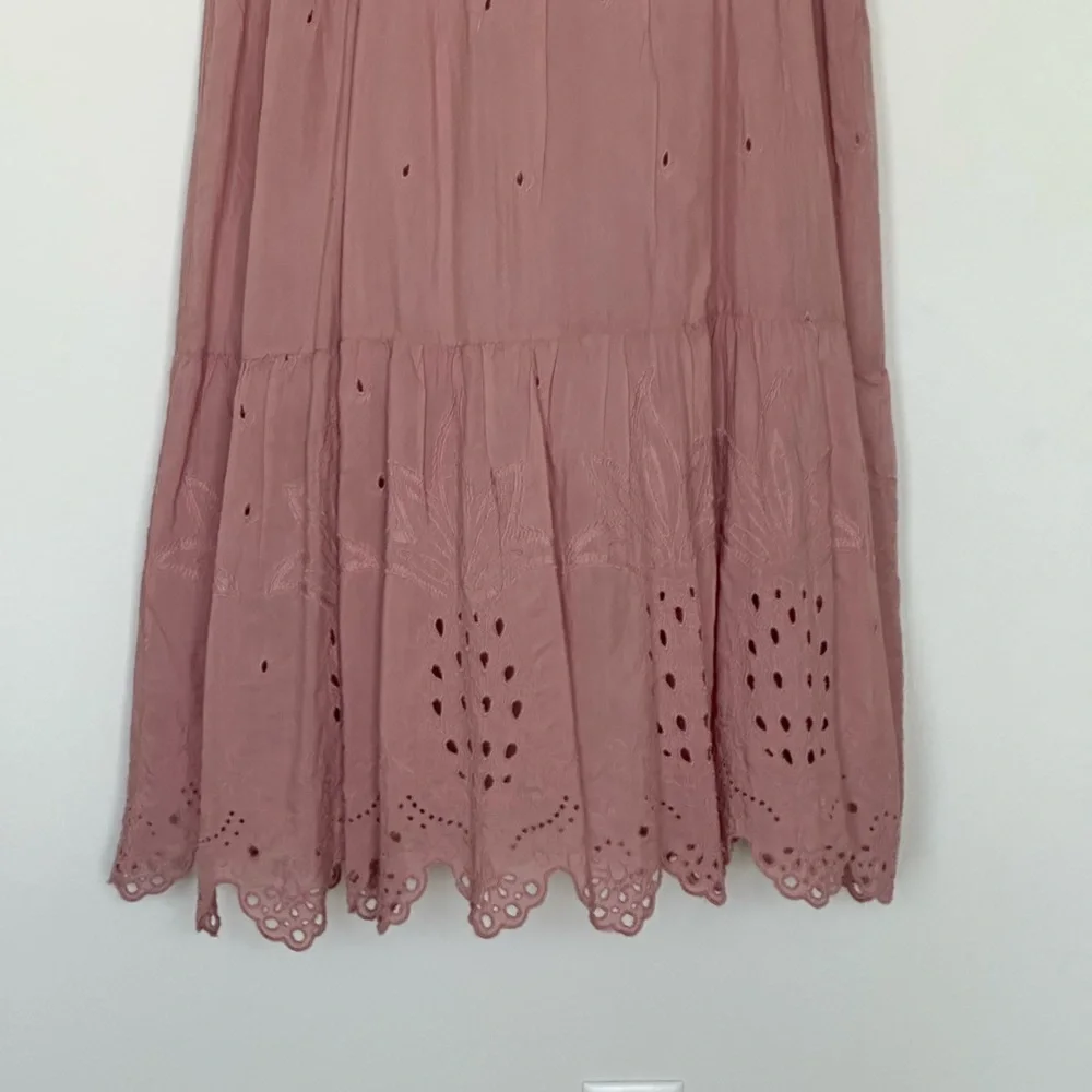 Zara‎ Dusty Rose Maxi Dress Spaghetti Strap Embroidered Lace, Sundress